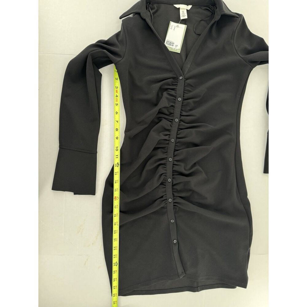 H&M Draped Dress Size M Shirt Button Down Rouched Gathered Dark Academia - Picture 11 of 16